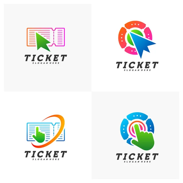 Conjunto Online Tickets Vector Concepto Diseño Logotipos Plantilla Diseño Creativo — Vector de stock