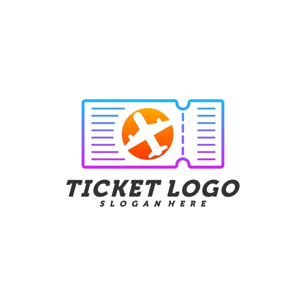 Airplane Ticket Logo Design Concept Vector Travel Ticket Logo Template — Stock Vector