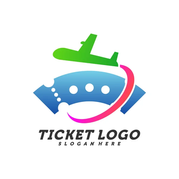 Airplane Ticket Logo Design Concept Vector Travel Ticket Logo Template — Vettoriale Stock