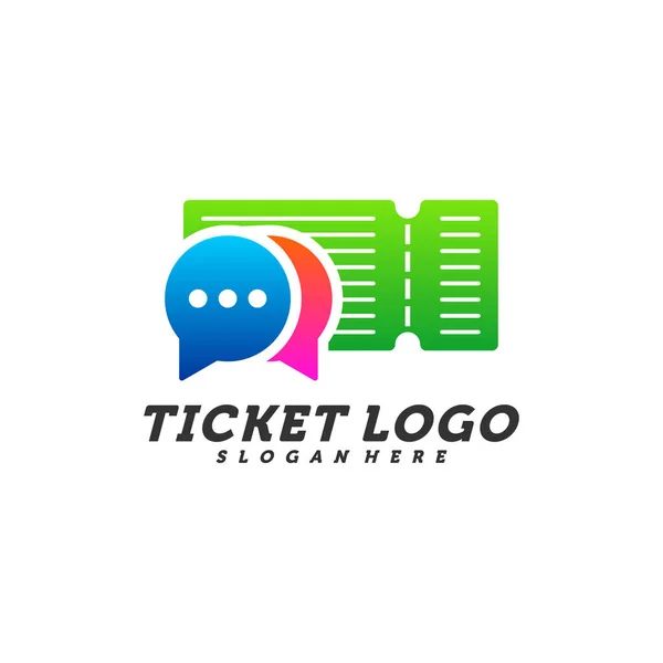 Wektor Koncepcji Koncepcji Logo Chat Ticket Bilet Podróżny Logo Chat — Wektor stockowy