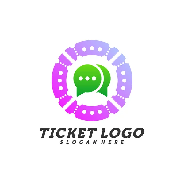 Wektor Koncepcji Koncepcji Logo Chat Ticket Bilet Podróżny Logo Chat — Wektor stockowy