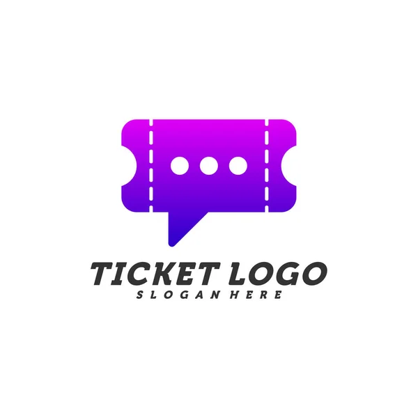 Chat Vetor Conceito Design Logo Ticket Travel Ticket Com Modelo —  Vetores de Stock