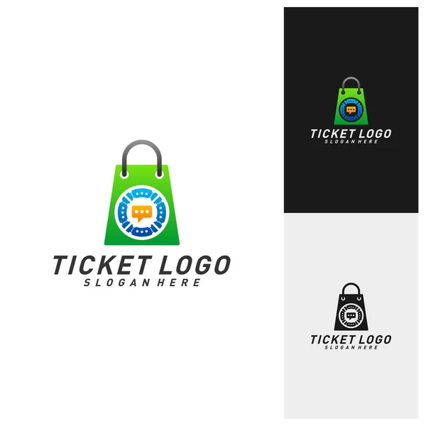 Shop Ticket Logo Template Design Vector Emblema Diseño Creativo Concepto — Archivo Imágenes Vectoriales