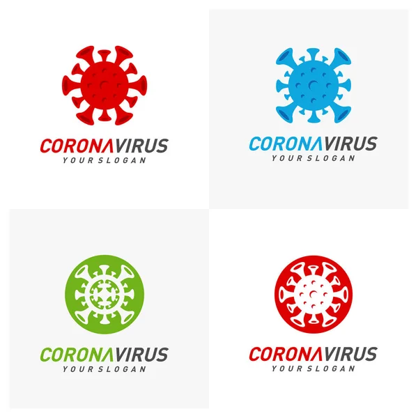 Conjunto Logotipo Diseño Tipográfico Inscripción Concepto Coronavirus Organización Mundial Salud — Vector de stock