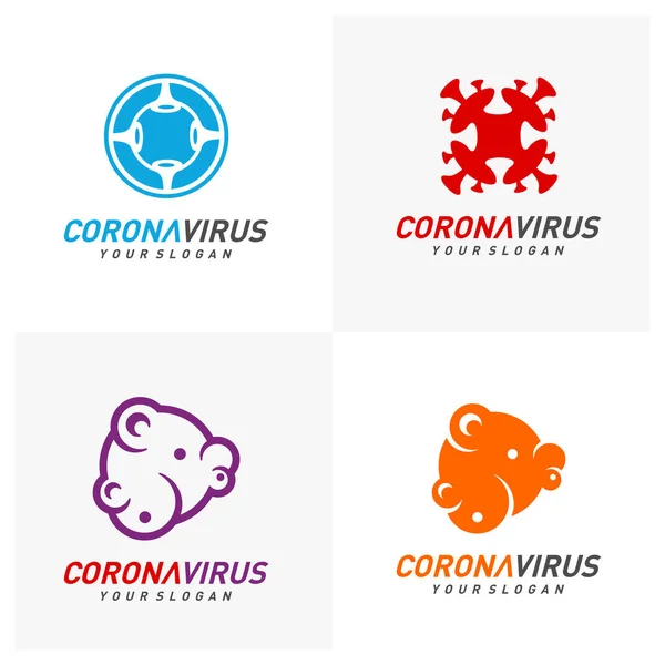 Conjunto Logotipo Diseño Tipográfico Inscripción Concepto Coronavirus Organización Mundial Salud — Vector de stock