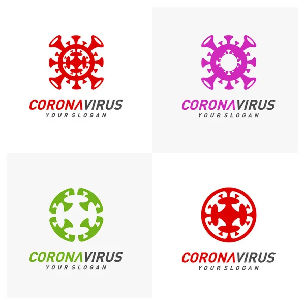 Conjunto Logotipo Diseño Tipográfico Inscripción Concepto Coronavirus Organización Mundial Salud — Vector de stock