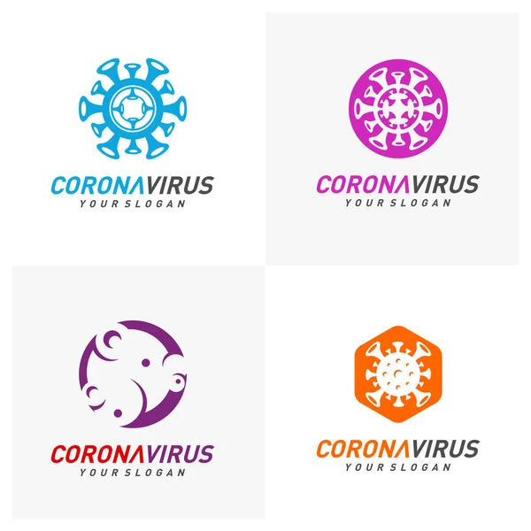 Conjunto Logotipo Design Tipografia Inscrição Conceito Coronavirus Organização Mundial Saúde — Vetor de Stock