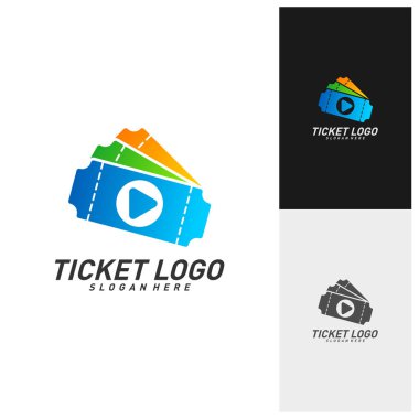 Medya Bilet Logosu Tasarım Vektörü, Film Oynatma Bilet Şablonu, Amblem, Yaratıcı Tasarım, Simge Simgesi Konsepti