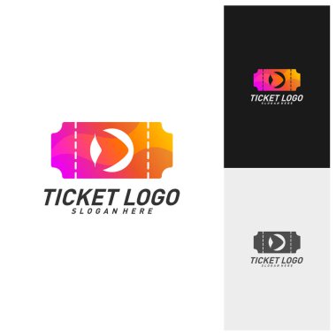 Medya Bilet Logosu Tasarım Vektörü, Film Oynatma Bilet Şablonu, Amblem, Yaratıcı Tasarım, Simge Simgesi Konsepti