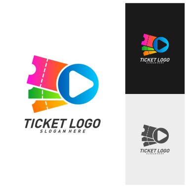 Medya Bilet Logosu Tasarım Vektörü, Film Oynatma Bilet Şablonu, Amblem, Yaratıcı Tasarım, Simge Simgesi Konsepti