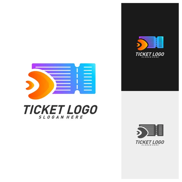 Media Ticket Logo Design Vector Movie Play Ticket Logo Template — Stock Vector