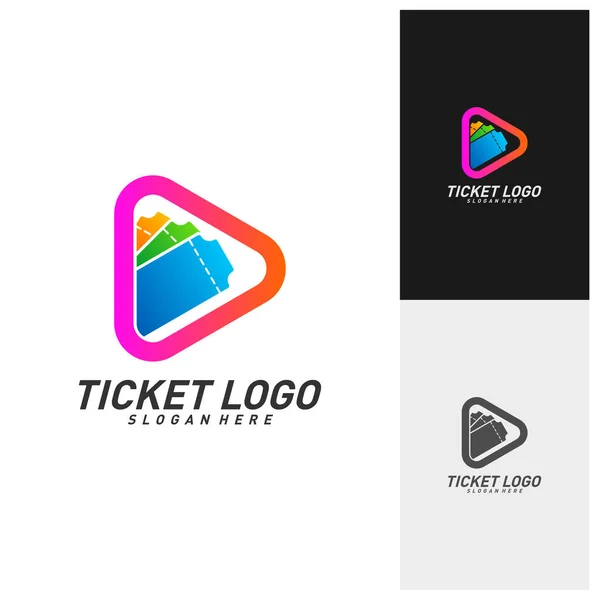 Media Ticket Logo Design Vector Plantilla Logotipo Movie Play Ticket — Archivo Imágenes Vectoriales