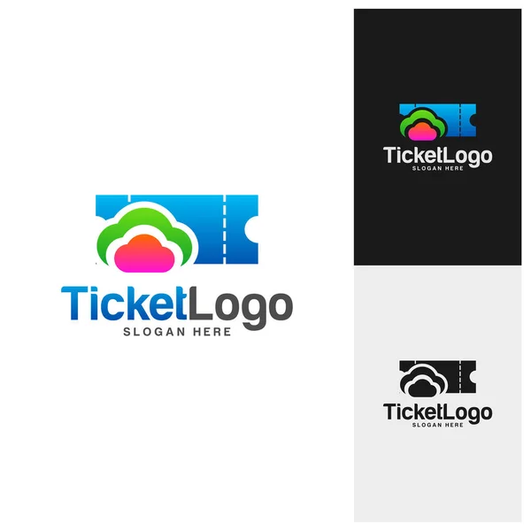 Wektor Szablonu Cloud Ticket Logo Godło Kreatywny Design Koncepcja Symbolu — Wektor stockowy