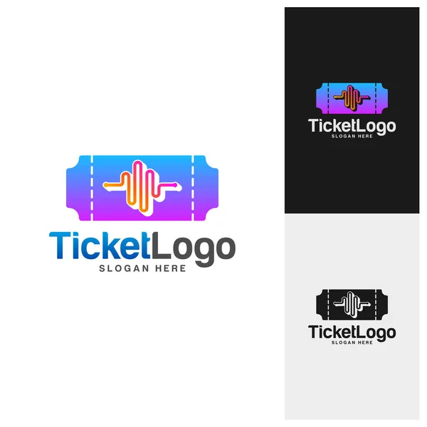 Pulse Ticket Logo Template Design Vector Emblema Diseño Creativo Concepto — Vector de stock