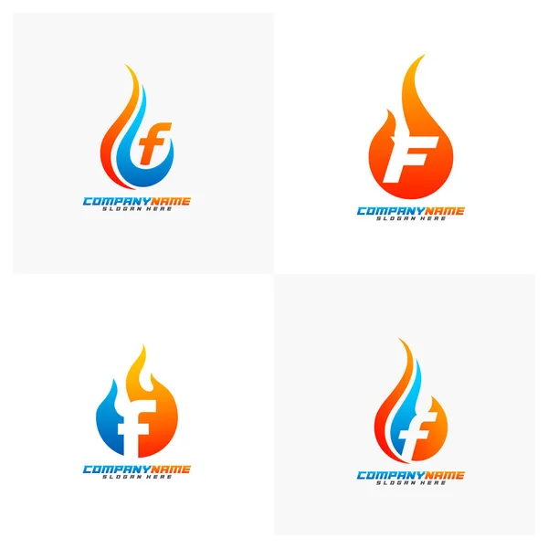 Set Letter Fire Logo Design Template Flames Logo Vector Emblem — стоковий вектор