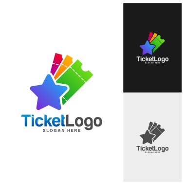 Yıldız Bilet Logosu Şablon Tasarım Vektörü, Amblem, Yaratıcı Tasarım, Simge Simgesi Konsepti