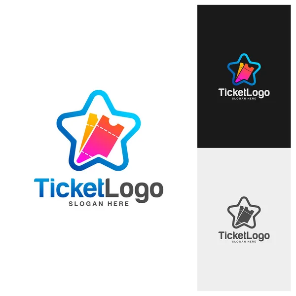 Star Ticket Logo Template Design Vector Emblema Diseño Creativo Concepto — Archivo Imágenes Vectoriales