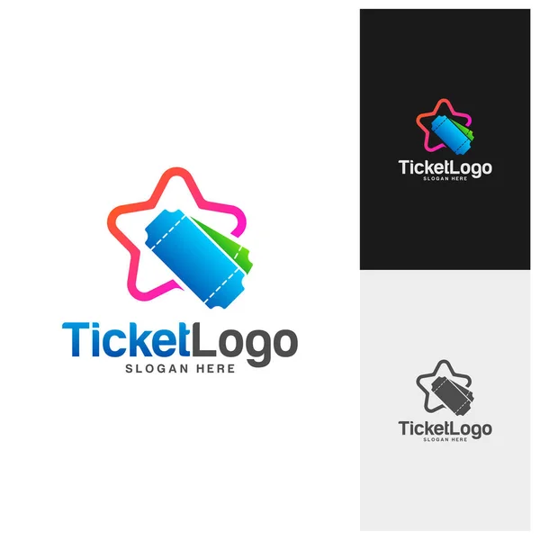 Star Ticket Logo Template Design Vector Emblema Diseño Creativo Concepto — Archivo Imágenes Vectoriales