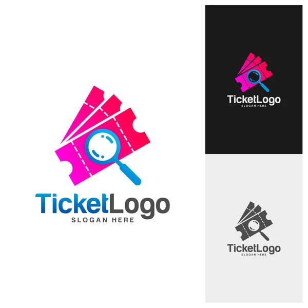 Szukaj Bilet Logo Szablon Design Vector Godło Kreatywny Design Koncepcja — Wektor stockowy