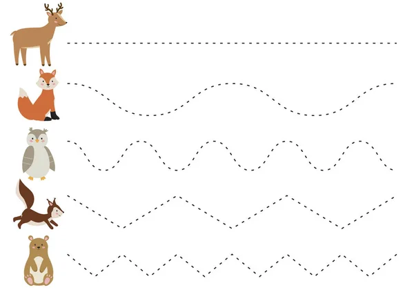 Trace line worksheet for kids, practicing fine motor skills. — Stockvector