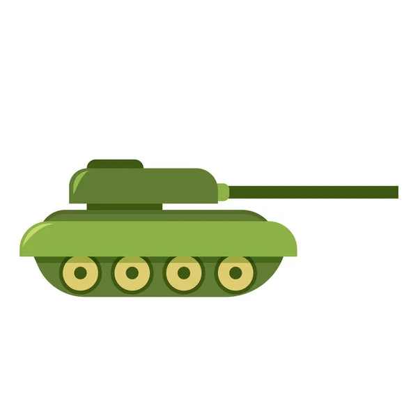 Vector Platte Stijl Groene Tank Pictogram Illustratie Militair Thema — Stockvector