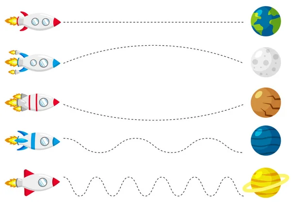 Trace Line Worksheet Para Niños Practicando Habilidades Motoras Finas Ayuda — Vector de stock