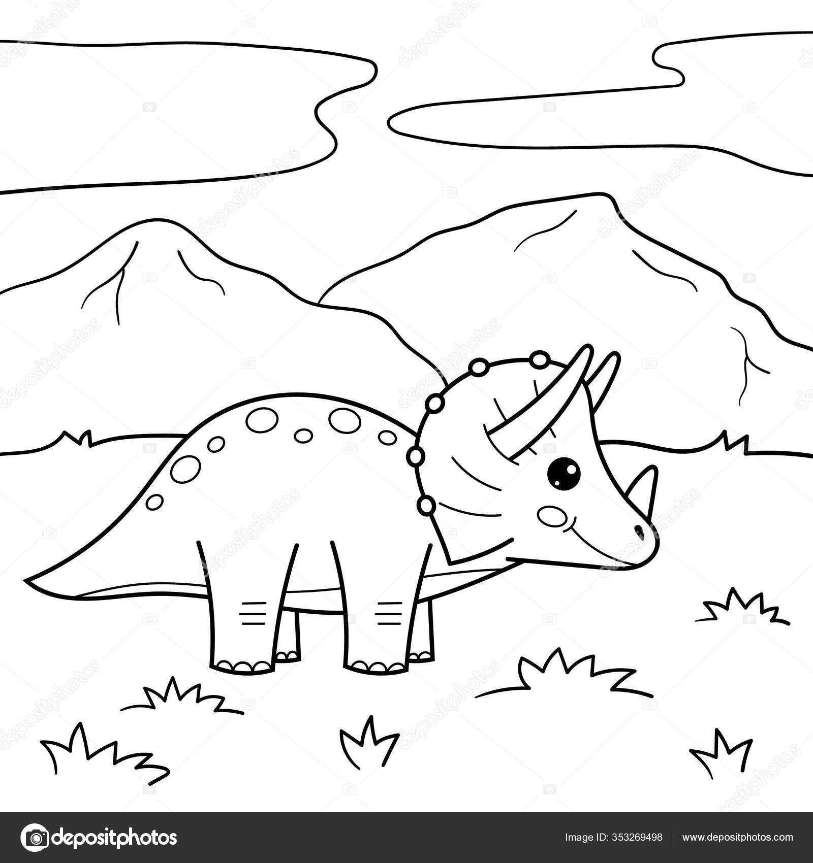 Gatinho dino kawaii para colorir - Imprimir Desenhos