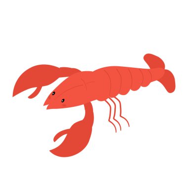 Vektör Kawaii karikatür ıstakozu beyaz arka planda izole edildi. Çocuklar için okyanus hayvanları.