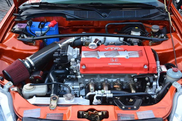 Honda Civic Motor an Stoßstange zu Stoßstange 15 Autoshow — Stockfoto