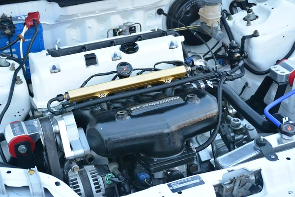 Honda Civic engine at Bumper to Bumper 15 car show — 스톡 사진