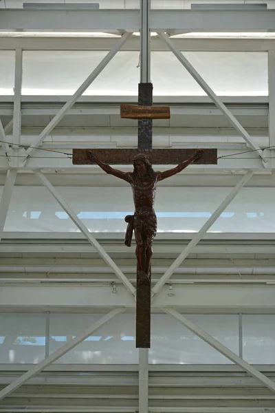 Rizal Listopada Parafia Niepokalanego Serca Maryi Wnętrzu Kościoła Krzyż Krzyżowy — Zdjęcie stockowe