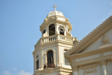 MANILA, PH - OCT. 5: Minor Basilica of the Black Nazarene or also known as Quiapo church bell tower facade on October 5, 2019 in Manila, Philippines.