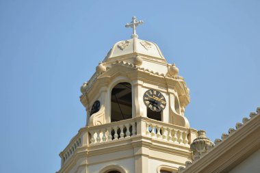 MANILA, PH - OCT. 5: Minor Basilica of the Black Nazarene or also known as Quiapo church bell tower facade on October 5, 2019 in Manila, Philippines.