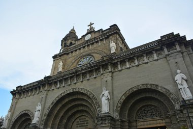 MANILA, PH - OCT. 5: Manila Cathedral church facade at Intramuros walled city on October 5, 2019 in Manila, Philippines. 