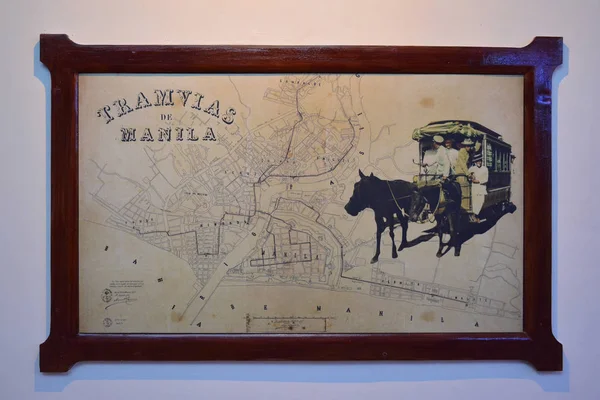 Manila Ιαν Μουσείο Chinatown Tramvias Manila Παλιά Απεικόνιση Διαδρομής Χάρτη — Φωτογραφία Αρχείου