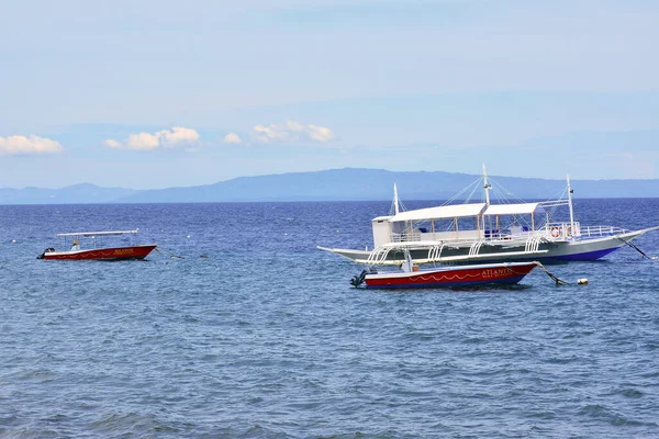 Negros Oriental Augusti Båtar Vid Havsvattnet Den Augusti 2016 Dauin — Stockfoto