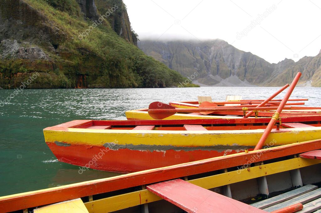 Crater Lake Pinatubo boats in Zambales, Philippines