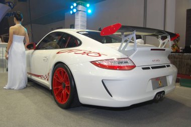 PAsay, PH - 19 AUG: Porsche GT3, 19 Ağustos 2010 tarihinde Filipin Uluslararası Otomobil Fuarı 'nda Dünya Ticaret Merkezi Manila, Pasay, Phillippines.