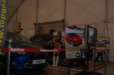 PAsay, PH - 19 AUG: Ford Fiesta, 19 Ağustos 2010 tarihinde Filipin Uluslararası Otomobil Fuarı 'nda Dünya Ticaret Merkezi Manila, Pasay, Phillippines.