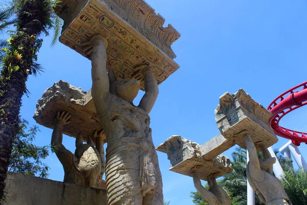 Sentosa Oct Ancient Egypt Appearting Statues Universal Studios Singapore Жовтня — стокове фото