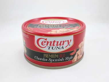 MANILA, PH-APR. 10: Yüzyıllık ton balığı primi 10 Nisan 2020 'de Manila, Filipinler' de İspanyol usulü kırmızı parçalar halinde..