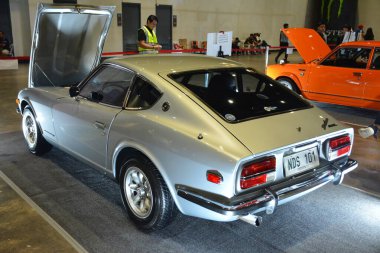 Pasay, PH - 28 Temmuz: Datsun 240 z Bumper to Bumper Prime car show 28 Temmuz 2019 Pasay, Filipinler. Bumper to Bumper, pazar sonrası arabaların yer aldığı bir araba fuarı..