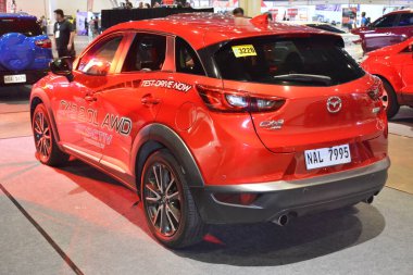 Pasay, PH - 28 Temmuz: Mazda cx3 Bumper to Bumper Prime araba fuarında 28 Temmuz 2019 tarihinde Pasay, Filipinler. Bumper to Bumper, pazar sonrası arabaların yer aldığı bir araba fuarı..