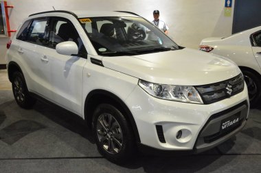 Pasay, PH - 28 Temmuz: Suzuki vitara Bumper to Bumper Prime araba fuarında 28 Temmuz 2019 tarihinde Pasay, Filipinler 'de. Bumper to Bumper, pazar sonrası arabaların yer aldığı bir araba fuarı..