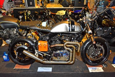 Pasay, PH - APR 23 - Yamaha Virago motosikleti 23 Nisan 2017 tarihinde Pasay, Filipinler 'de Trans Sport Show' da.