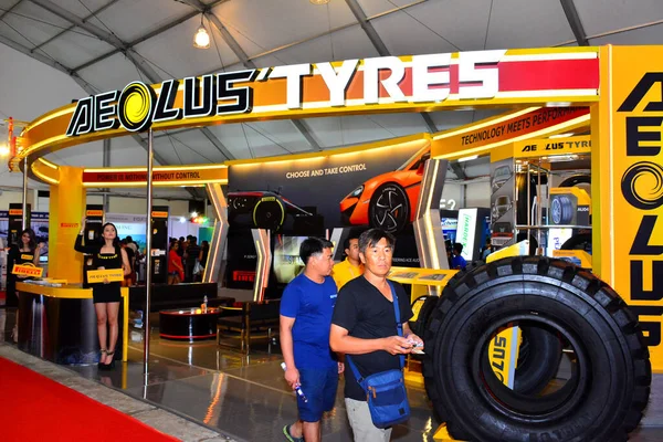 Pasay Apr Aeolus Tyres Booth Manila International Auto Show April — Stock Photo, Image