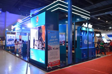 Pasay, PH - 26 Temmuz - Filipinler, Pasay 'da 26 Temmuz 2019' da Philauto gösterisinde Caltex yakıt kabini.