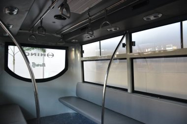 Pasay, PH - 26 Temmuz - Hino kamu hizmet aracı iç koltukları Philauto Show 26 Temmuz 2019 Pasay, Filipinler.