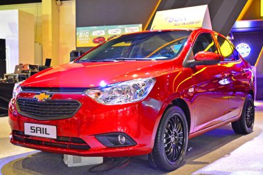Pasay, PH - 7 Nisan - Manila Uluslararası Otomobil Fuarı 'nda Chevrolet Yelkenlisi 7 Nisan 2018, Pasay, Filipinler.