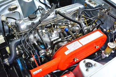 Pasay, PH - Nissan motor motoru 7 Nisan 2018 tarihinde Pasay, Filipinler 'de Manila Uluslararası Otomobil Fuarı' nda.